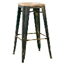 5165T - Tabouret haut métallique style industriel empilable acier vieilli assise bois - Café Bar Restaurant Horeca.webp