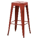 5165T - Tabouret haut métallique style industriel empilable rouge vieilli - Café Bar Restaurant Horeca.webp