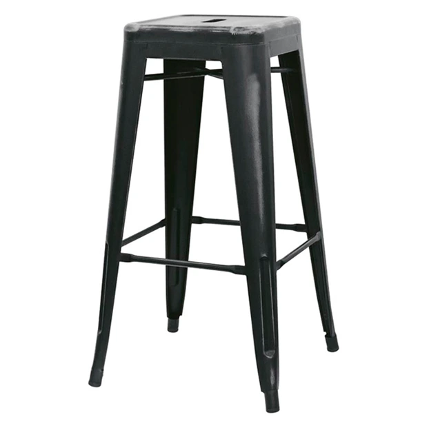5165T - Tabouret haut métallique style industriel empilable noir vieilli - Café Bar Restaurant Horeca.webp