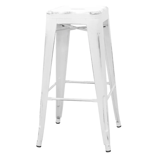 5165T - Tabouret haut métallique style industriel empilable blanc vieilli - Café Bar Restaurant Horeca.webp
