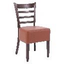 1312 - Chaise bistrot bois dossier barreaux assise rembourée longue - Café Bar Restaurant Horeca.webp