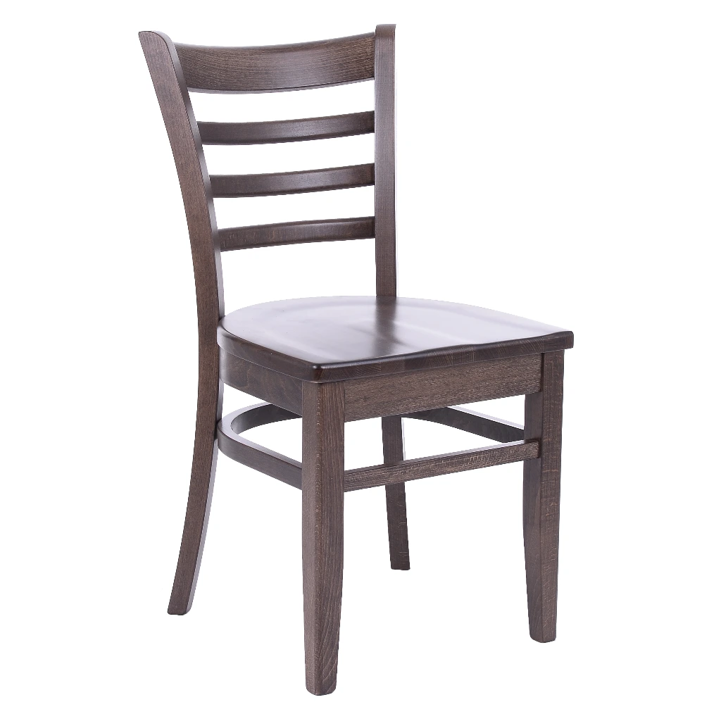 1312 - Chaise bistrot bois dossier barreaux assise bois massif - Café Bar Restaurant Horeca.webp
