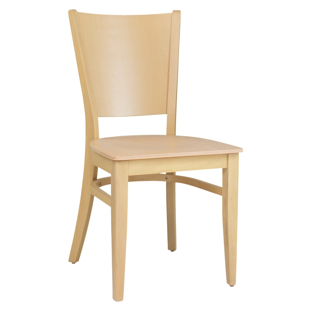 1372 - Chaise bois dossier plein assise bois clair - Café Bar Restaurant Horeca.webp