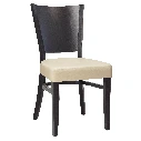 1372 - Chaise bois dossier plein assise rembourrée mid - Café Bar Restaurant Horeca.webp