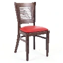 1372 - Chaise bois dossier plein assise rembourrée avec motif - Café Bar Restaurant Horeca.webp