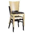 1372 - Chaise bois dossier plein assise rembourrée empilable - Café Bar Restaurant Horeca.webp