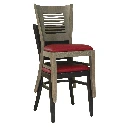 1372 - Chaise bois dossier plein assise rembourrée avec motif empilable - Café Bar Restaurant Horeca.webp
