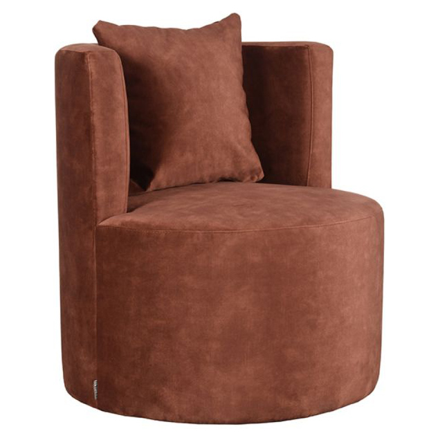 7389 F - Fauteuil velours coloris rouille - Café Bar Restaurant Horeca