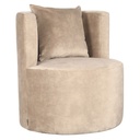 7389 F - Fauteuil velours coloris sable - Café Bar Restaurant Horeca