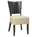 1372 - Chaise bois dossier plein assise rembourrée longue - Café Bar Restaurant Horeca.webp