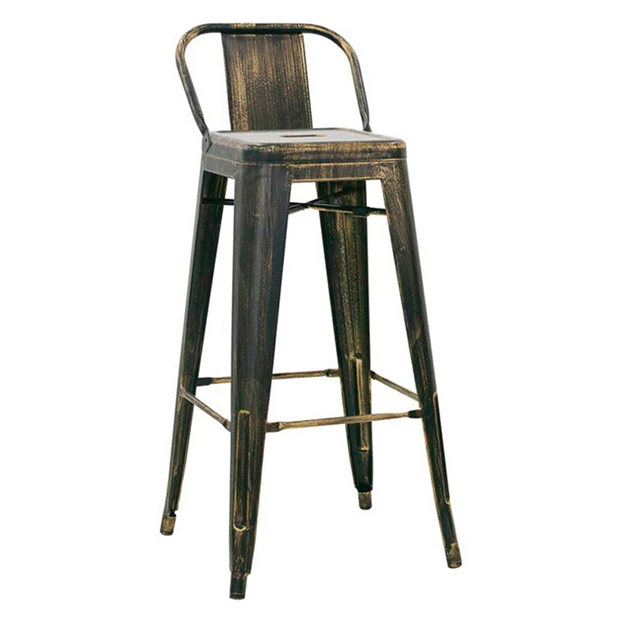 5164T - Tabouret haut métallique style industriel coloris acier vieilli avec dossier Horeca.webp