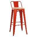5164T - Tabouret haut métallique style industriel coloris rouge avec dossier assise bois Horeca.webp