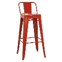 5164T - Tabouret haut métallique style industriel coloris rouge avec dossier Horeca.webp