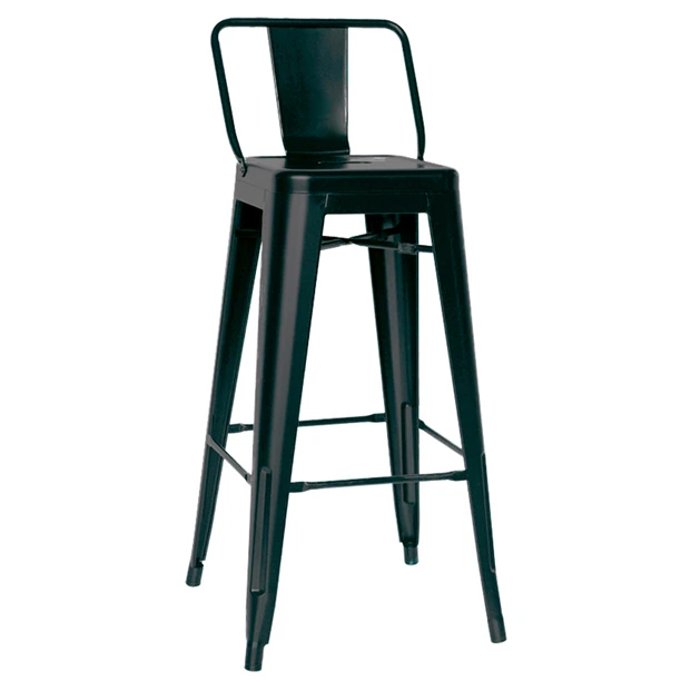 5164T - Tabouret haut métallique style industriel coloris noir avec dossier Horeca.webp