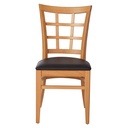 1328 - Chaise bois dossier bois carreaux rembourrée noire - 3 - Café Bar Restaurant Horeca