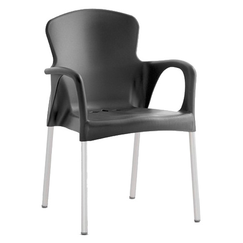 Fauteuil design polypropylène avec accoudoirs pieds aluminium empilable Horeca – Réf. 1949 F