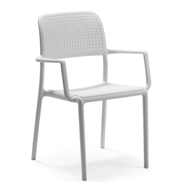 Fauteuil design Bora Nardi avec accoudoirs motif perforé empilable Horeca – Réf. 1927 F