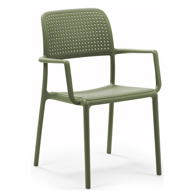 Fauteuil design Bora Nardi avec accoudoirs motif perforé empilable Horeca – Réf. 1927 F