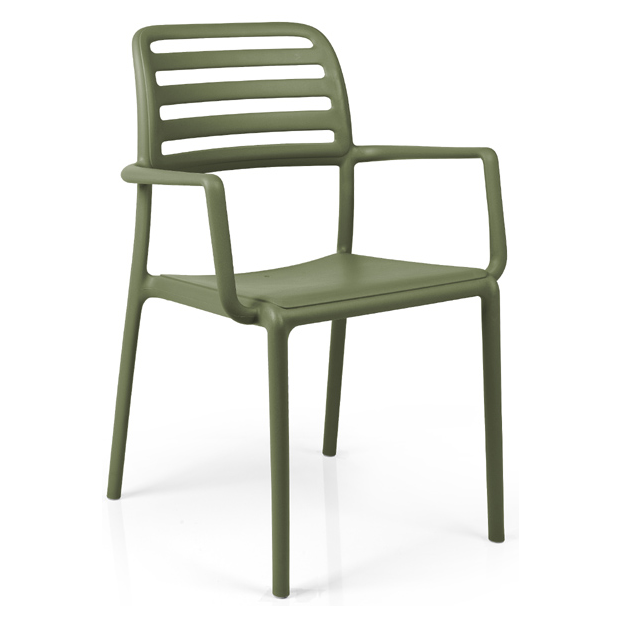 Fauteuil design Costa Nardi avec accoudoirs dossier lattes empilable Horeca – Réf. 1928 F