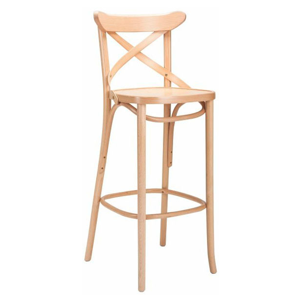 Tabouret haut bistrot viennois bois dossier croisé Horeca – Réf. 1341 T