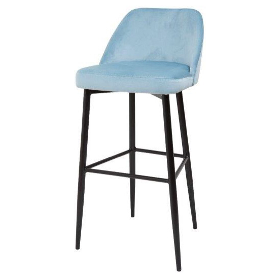 Tabouret haut rembourré avec dossier pieds métal noir – Réf. 2195 T