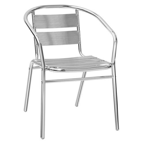 Fauteuil aluminium lames accoudoirs empilable extérieur – Réf. 1973 F
