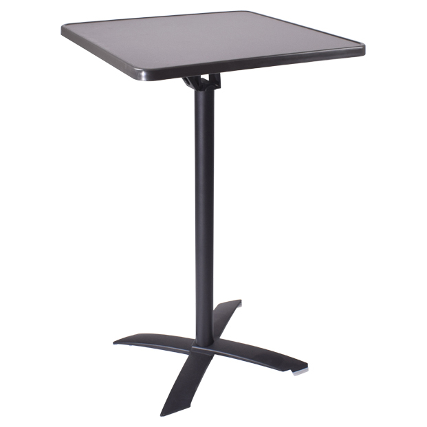 Table haute rabattable pied noir ou inox – Plateau 70x70 – Réf. 2182 MD