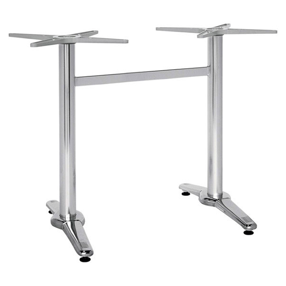 Piètement table inox brillant double base étoile plateau max. 120x80 – Réf. 2900