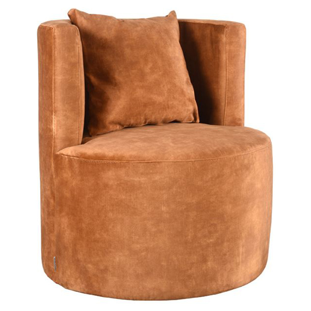 Fauteuil lounge velours dossier enveloppant coussin assorti – Réf. 7389 F