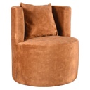 Fauteuil lounge velours dossier enveloppant coussin assorti – Réf. 7389 F