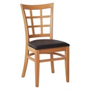 Chaise bois dossier carreaux assise rembourrée personnalisable – Réf. 1328